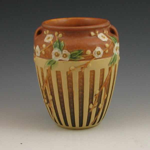 Appraisal: Roseville Cherry Blossom - '' vase in brown Marked with