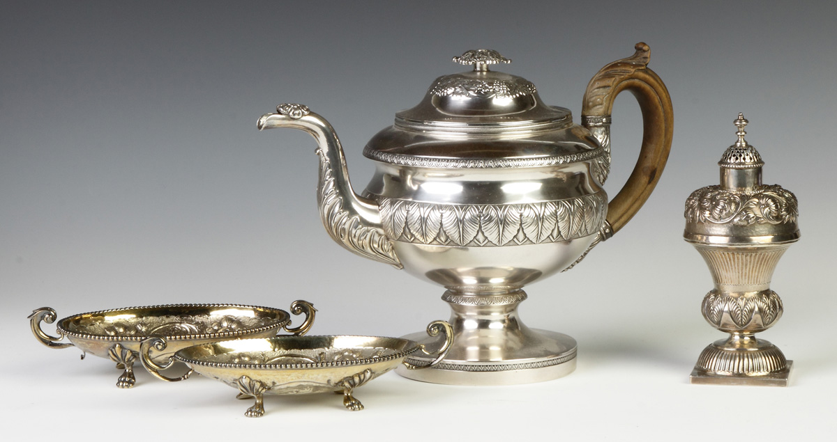 Appraisal: Fletcher Gardiner Phil Sterling Silver Tea Pot Hand repousse work