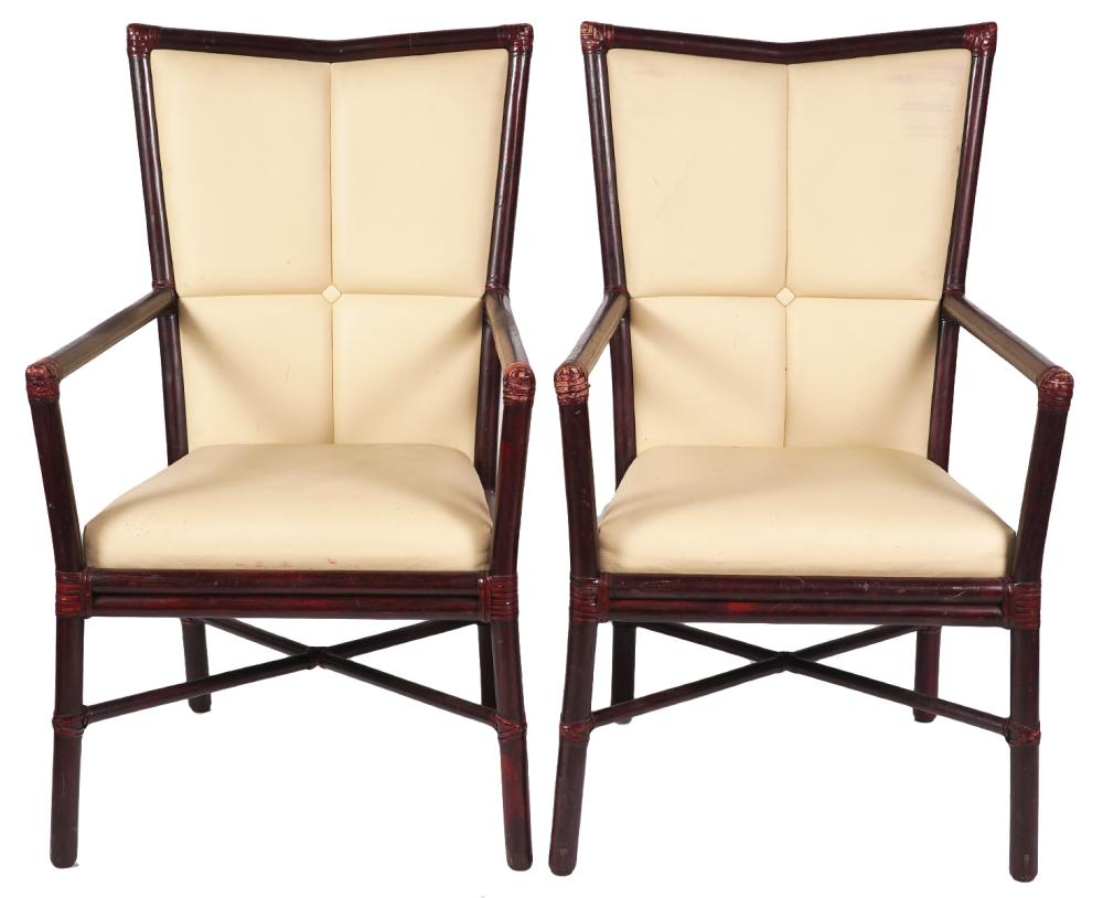 Appraisal: PR MCGUIRE HIGH BACK RATTAN CHAIRSPair of vintage McGuire high