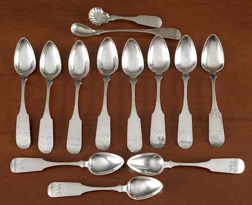 Appraisal: Thirteen Reading Pennsylvania silver spoons th c bearing the touch