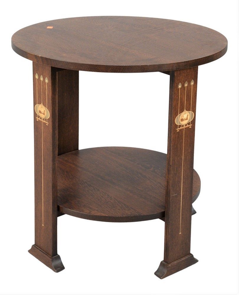 Appraisal: Stickley After Harvey Ellis Inlaid Lamp Table having circular top