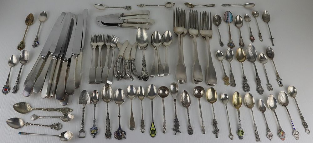 Appraisal: SILVER Sterling and English Silver Flatware Includes monogrammed English silver