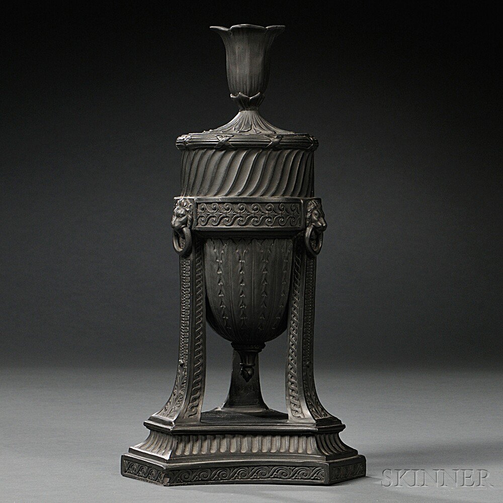 Appraisal: Wedgwood Black Basalt Cassolette England early th century the cover