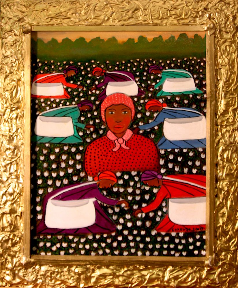 Appraisal: Outsider Art Lorenzo Scott Working in Cotton Fields Scott Lorenzo