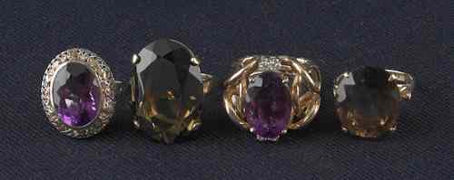 Appraisal: Two smoky quartz rings K yellow gold and K yellow