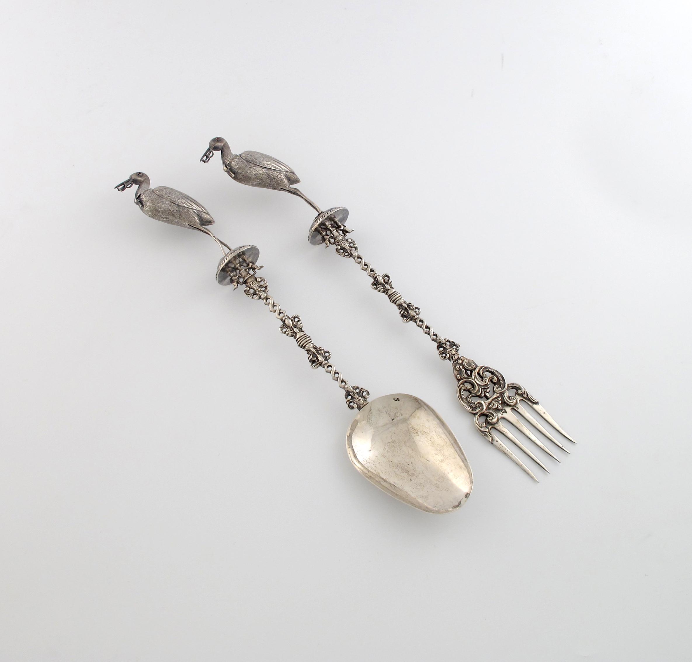 Appraisal: A large late th century Dutch silver fork and spoon