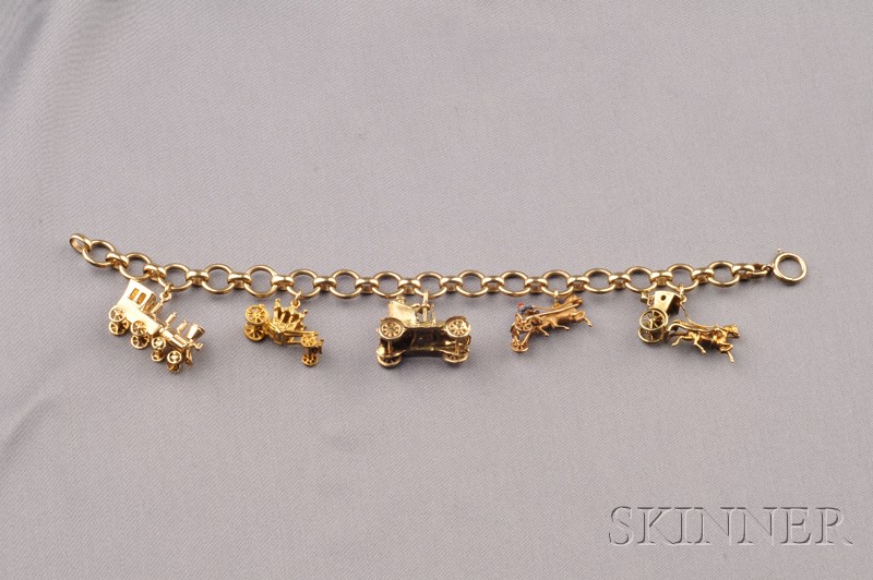 Appraisal: kt Gold Charm Bracelet the circular links suspending kt and