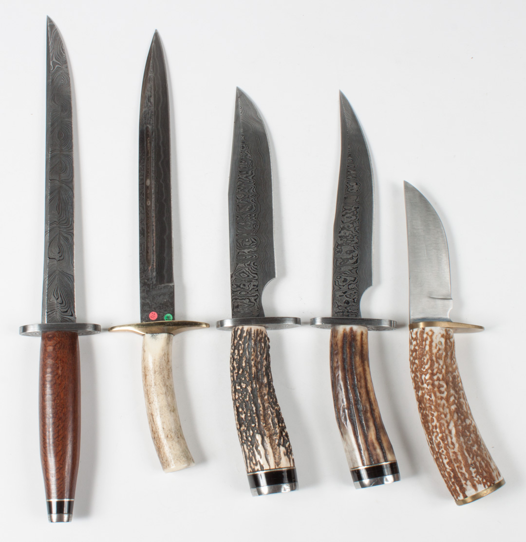 Appraisal: Display Case Damascus Steel Blades Others Display case with custom