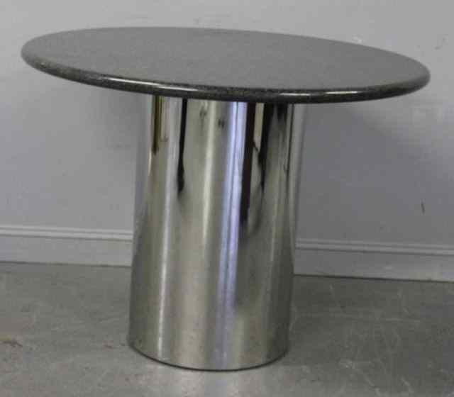 Appraisal: Marbletop and Chrome Pedestal Base Table Possibly Holly Hunt From