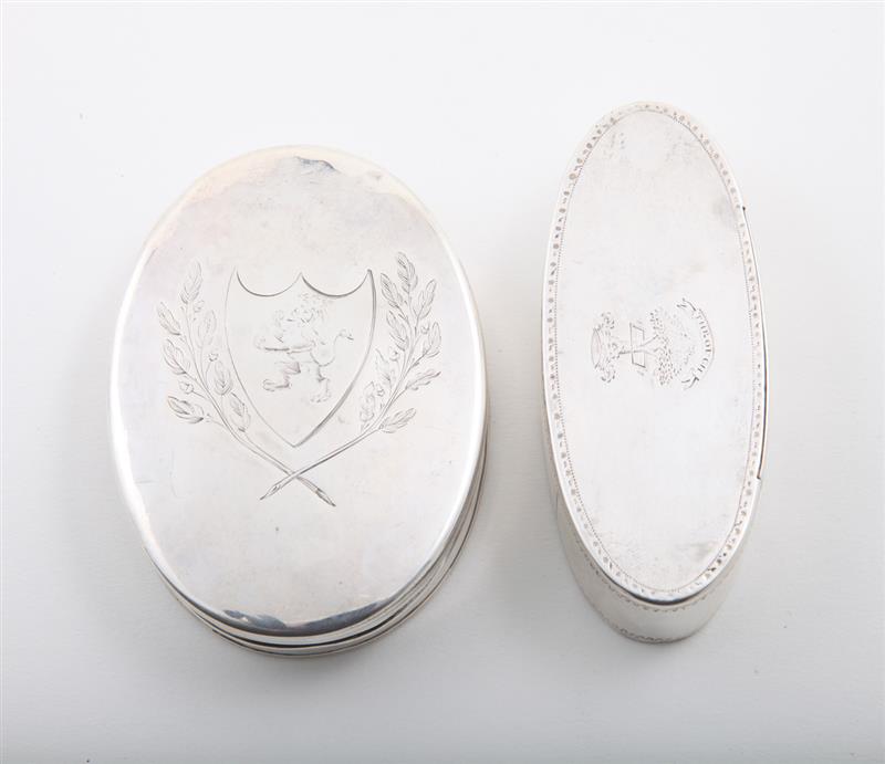 Appraisal: AMERICAN PRESENTATION SILVER OVAL BOX AND A GEORGE III CRESTED