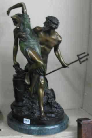 Appraisal: FIVE DECORATIVE TABLE-TOP ACCESSORIES bronze-colored resin sculpture of Neptune and