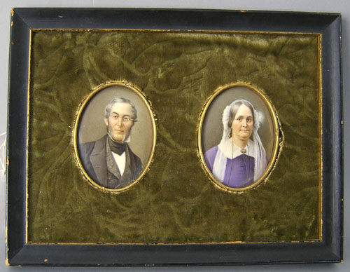 Appraisal: Pair of painted porcelain miniature portraits ca x