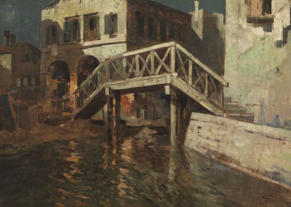 Appraisal: GIORDANO FELICE ITALIAN - x View of a canal Oil