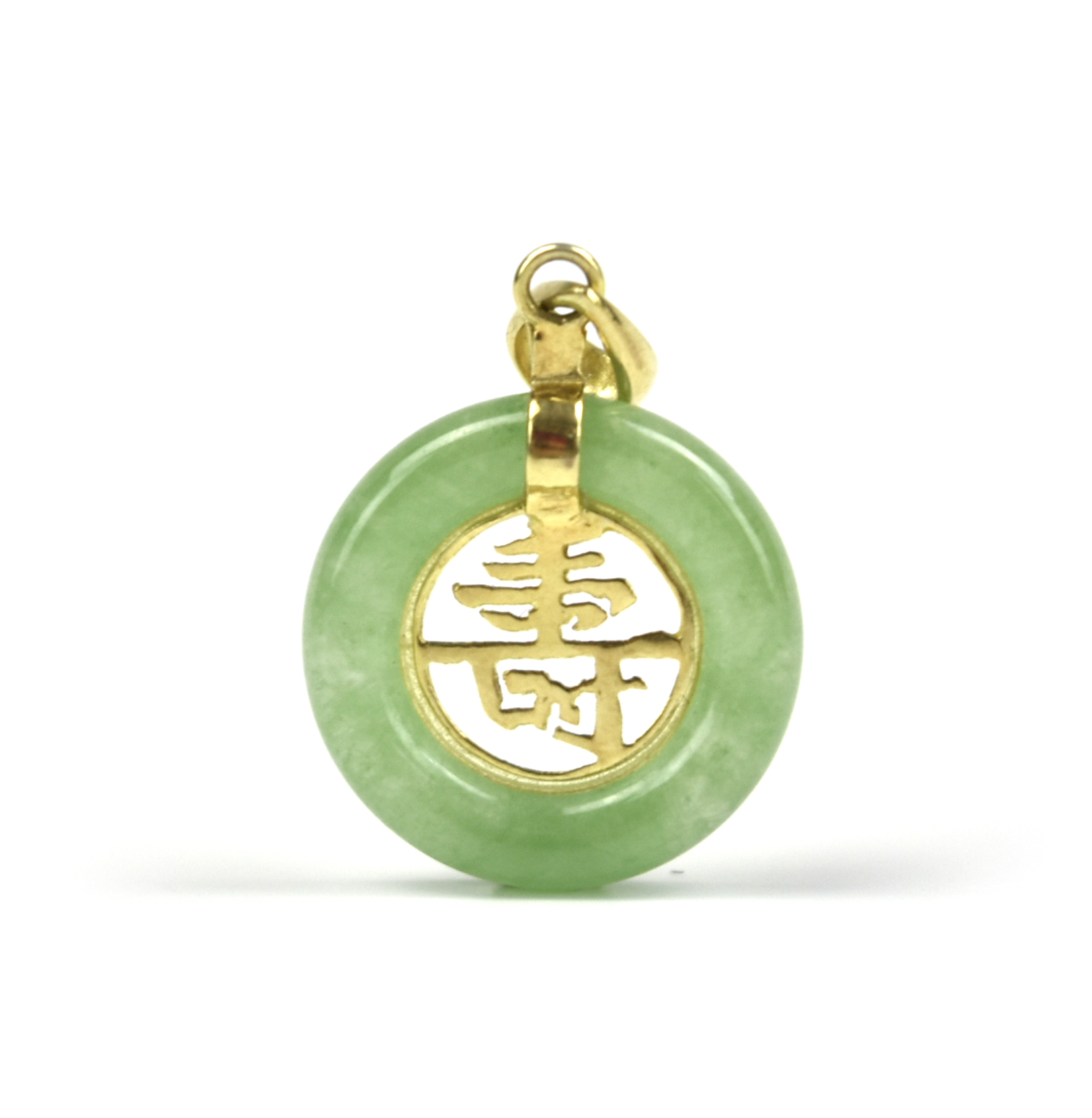 Appraisal: A Jadeite Pendent with Gold Shou character carved to the