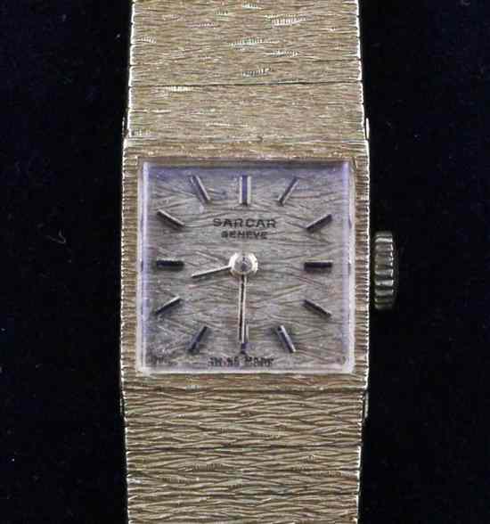 Appraisal: A lady's late 's ct gold Sarcar wrist watch with