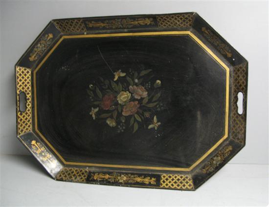 Appraisal: th Century Toleware flower decorated octagonal tray w d in