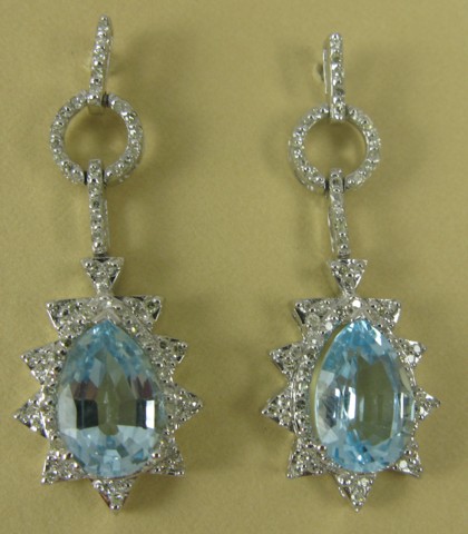 Appraisal: PAIR OF BLUE TOPAZ EARRINGS each k white gold and