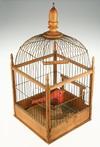 Appraisal: BIRD CAGE - Circa wooden bird cage with wirework square