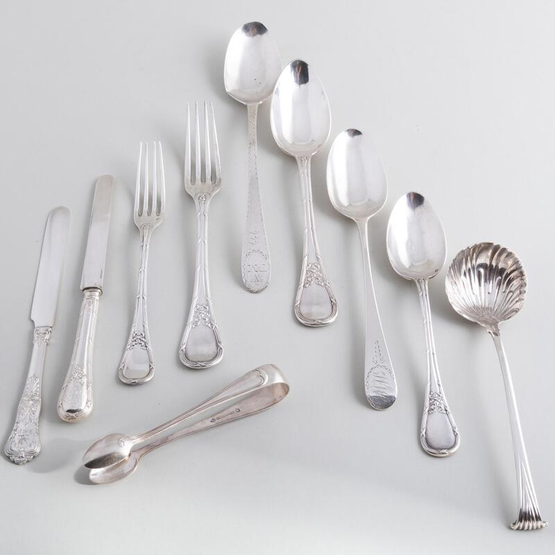 Appraisal: Jean Puiforcat Silver Flatware Service Marked ' ' Comprising Nineteen