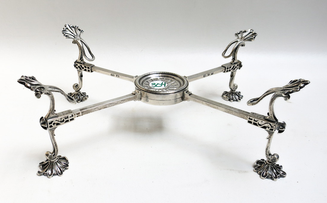 Appraisal: AN ENGLISH STERLING ADJUSTABLE X-STAND by Robert Makepeace London Marked