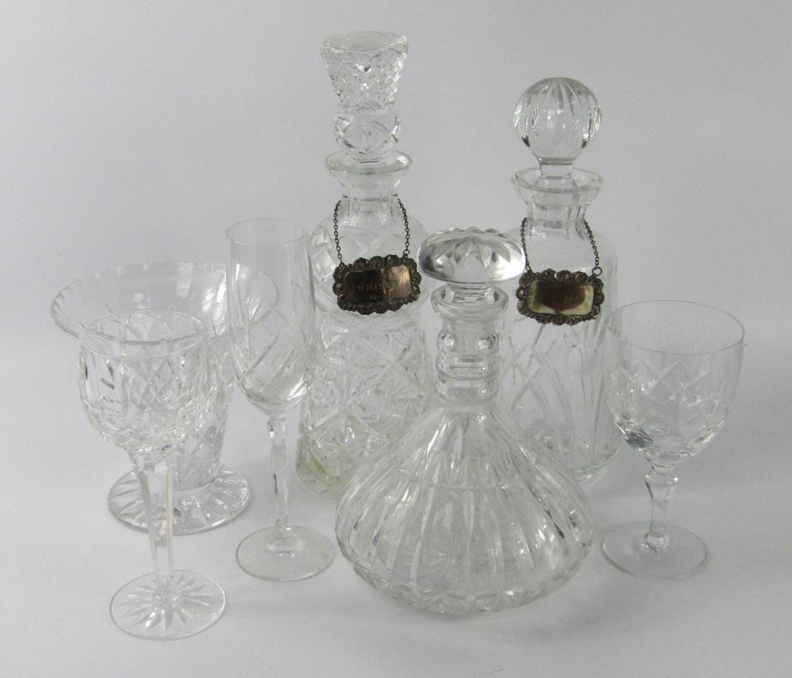 Appraisal: Cut glass drinking glasses including red wine and hock glasses