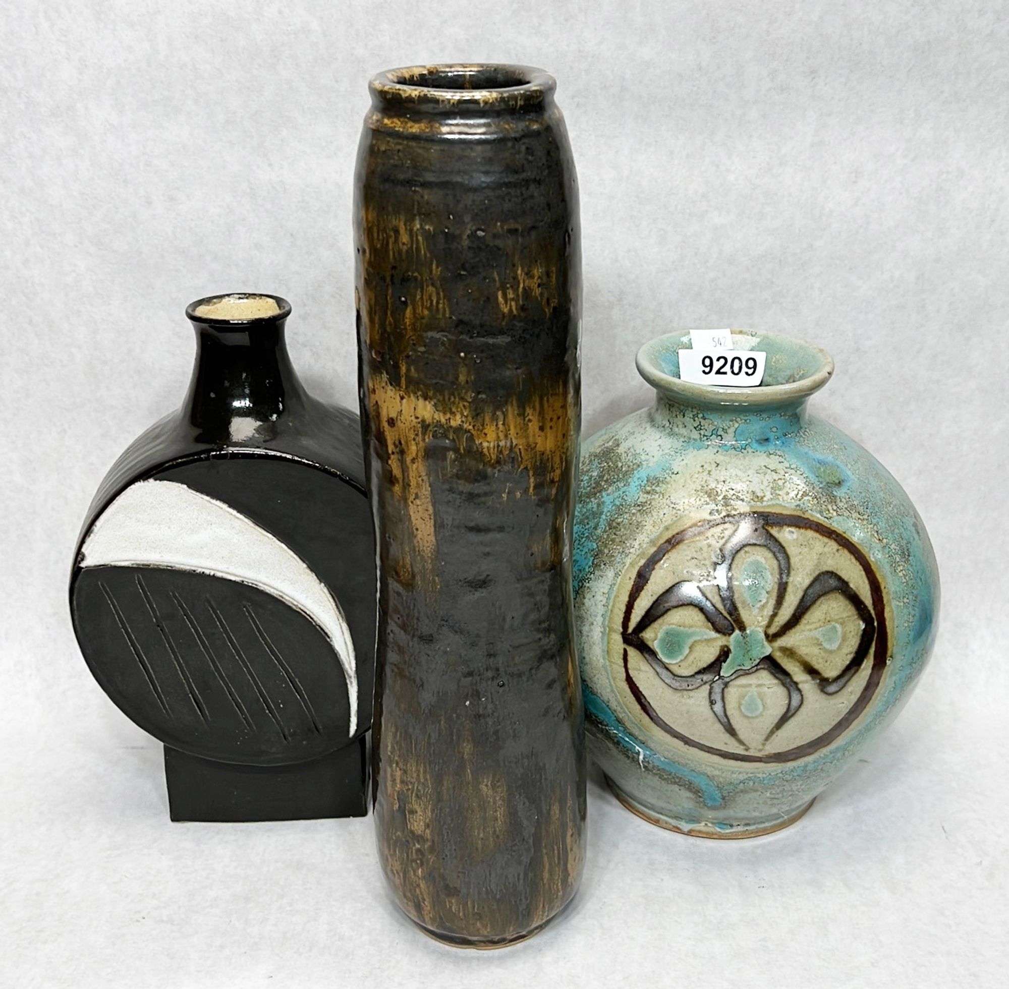 Appraisal: Modernist studio art pottery vasesTallest stands in height