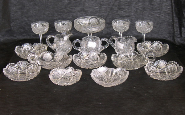 Appraisal: Seventeen-Piece Collection of Period American Brilliant-Cut Glass first quarter th