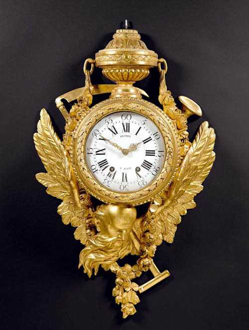 Appraisal: LARGE CARTEL CLOCK Louis XVI signed KRAMPE A BALE active