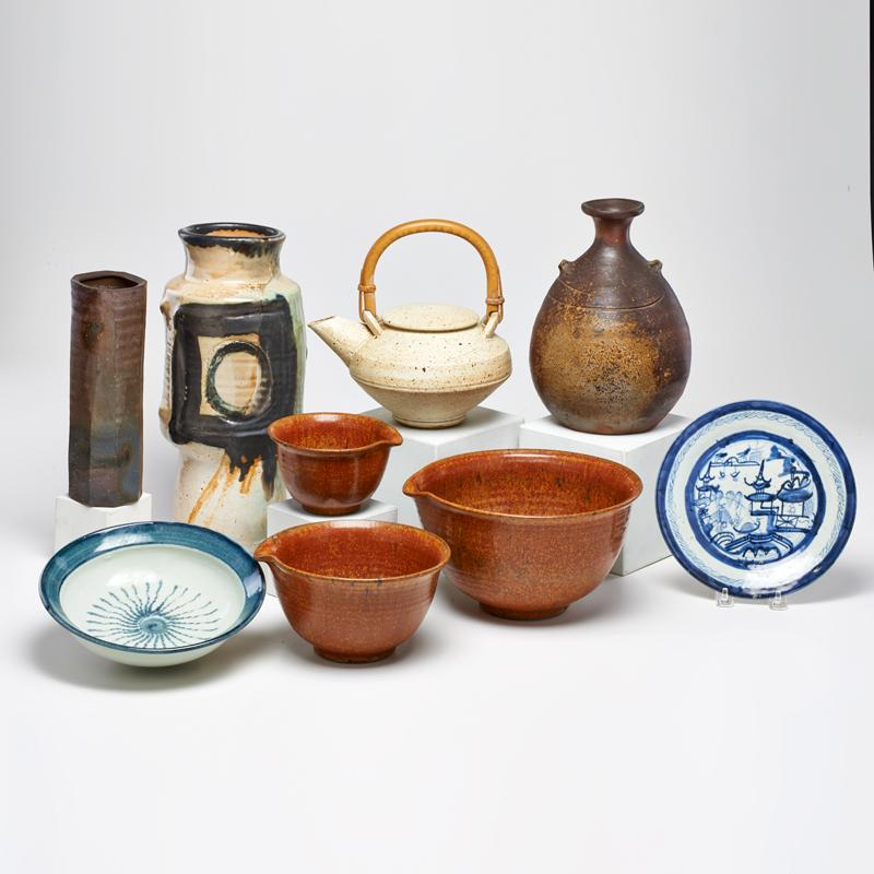 Appraisal: STUDIO WARES Nine pieces including Okayama Takashimayo vessel set of