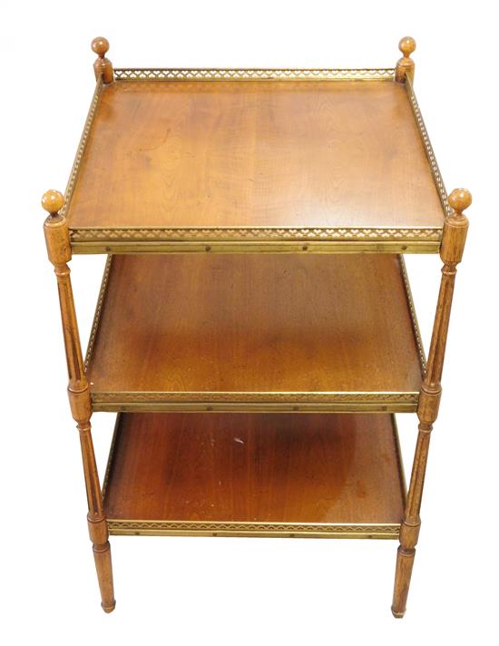 Appraisal: Three tier stand th C mahogany each square shelf with