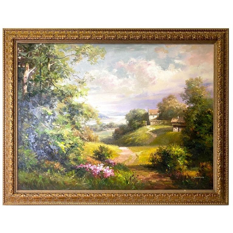 Appraisal: Large Decorative Oil Painting Artist Unknown Large Decorative Oil Painting