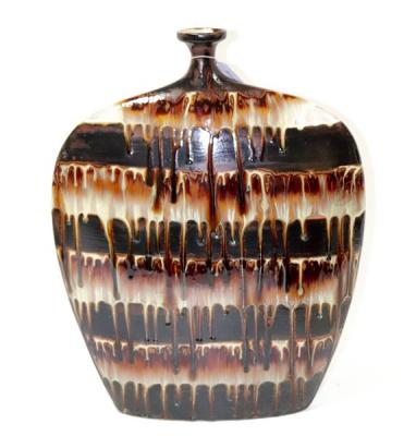 Appraisal: Studio Pottery a large decorative vase of flattened bottle form