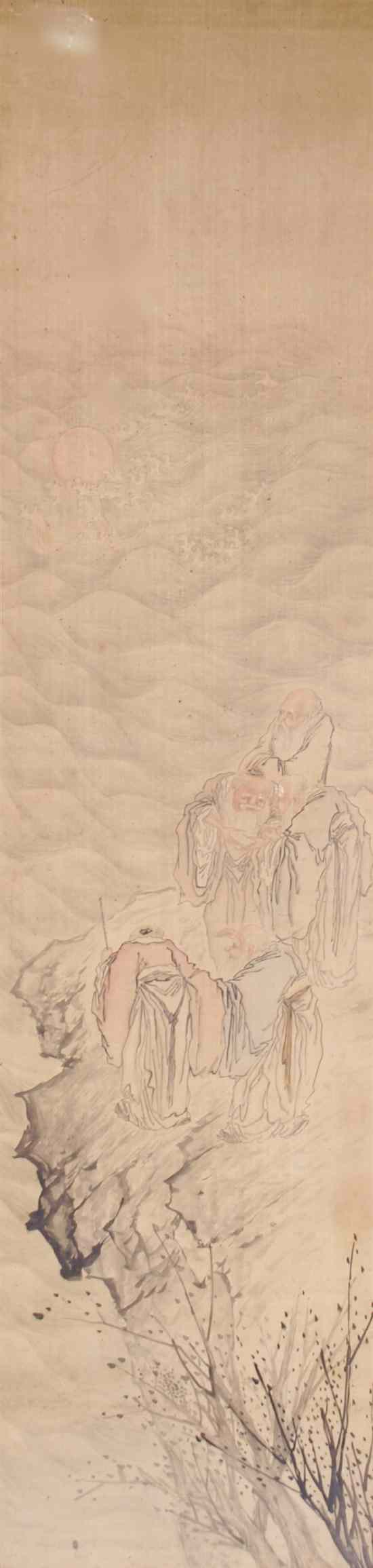 Appraisal: A Chinese Painting on Silk depicting immortals with white hair