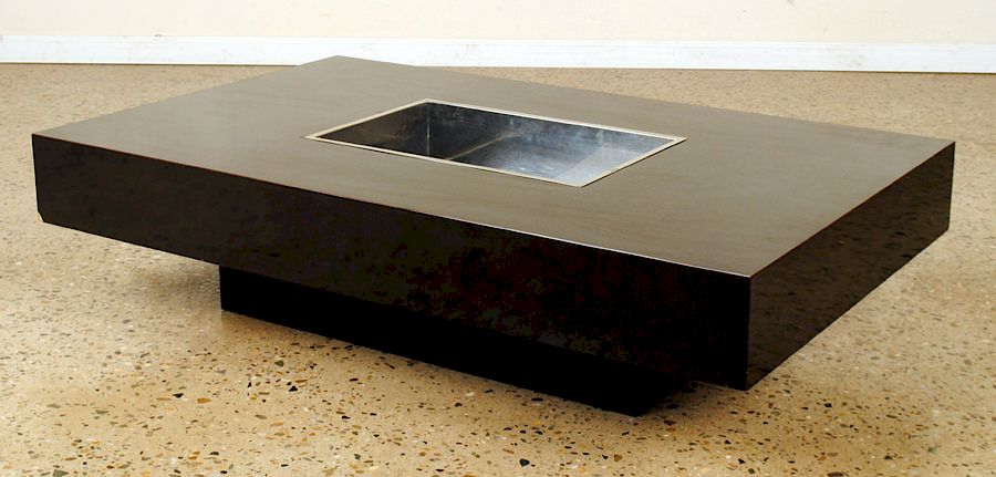 Appraisal: LAMINATE CHROME COFFEE TABLE BY WILLY RIZZO C A black