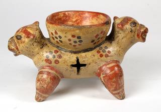 Appraisal: Costa Rica or Nicaragua four-legged zoomorphic polychrome vessel with some