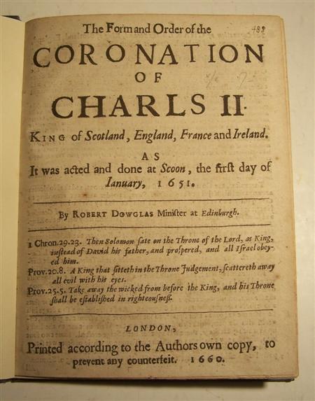 Appraisal: Charles II--Robert Douglas The form and order of the coronation