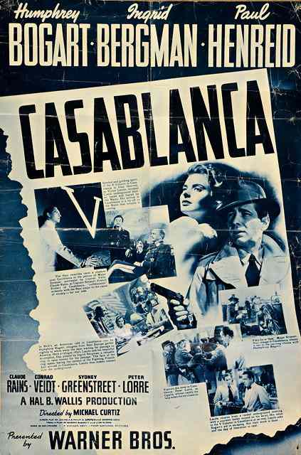 Appraisal: A CASABLANCA DUO-TONE POSTER blue and white the poster depicting