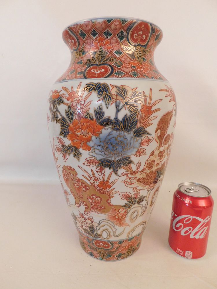 Appraisal: JAPANESE KUTANI VASE Antique Japanese Kutani hand decorated large vase