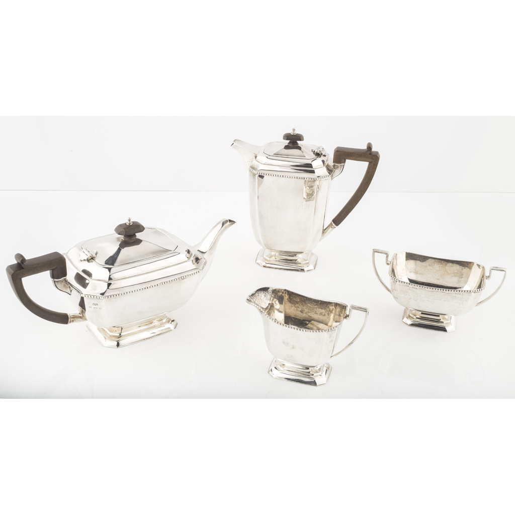 Appraisal: A four piece tea service Robert Stewart Birmingham comprising a