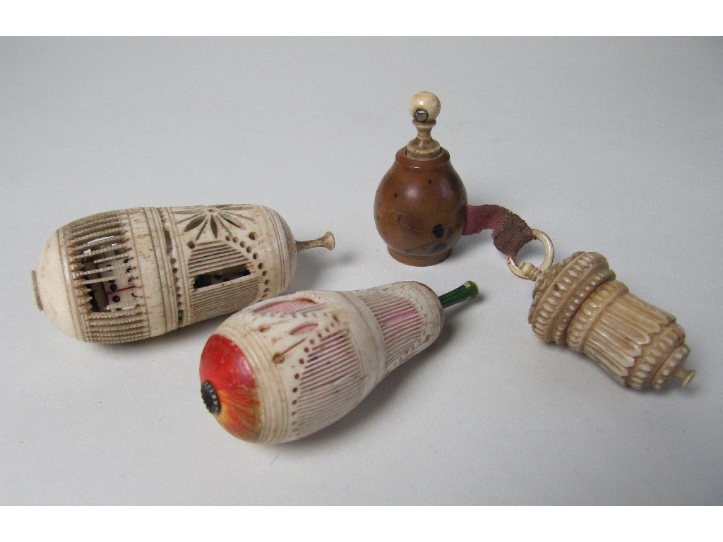 Appraisal: Two French Prisoner of War carved bone cricket cages of