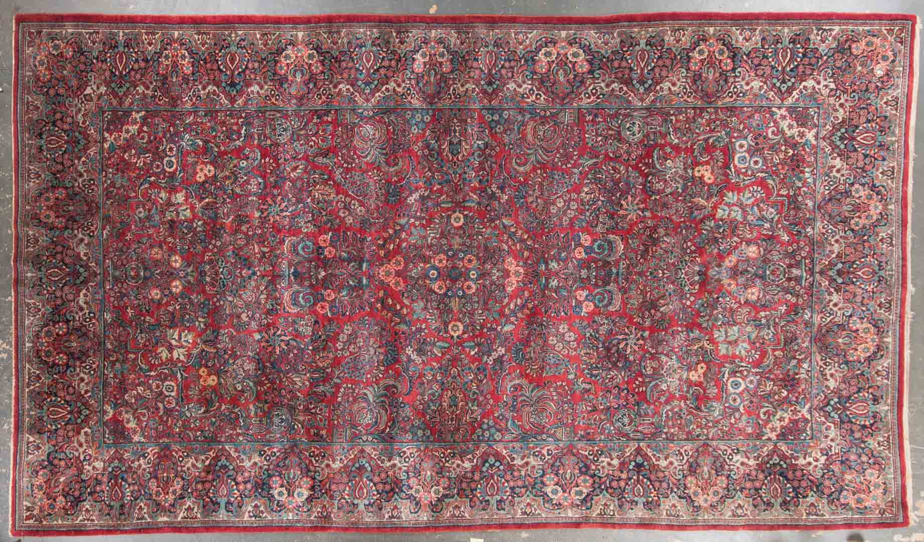 Appraisal: Antique Sarouk carpet approx x Persia circa Condition Reduced ends