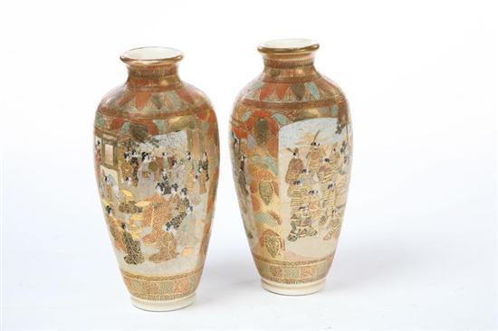 Appraisal: PAIR OF SATSUMA VASES Japanese late th-early th century Finely