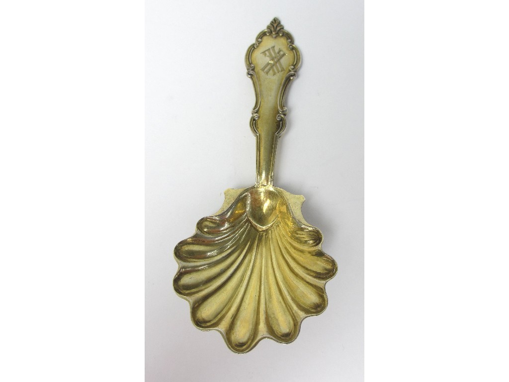 Appraisal: A Russian silver caddy spoon with shell shaped bowl the