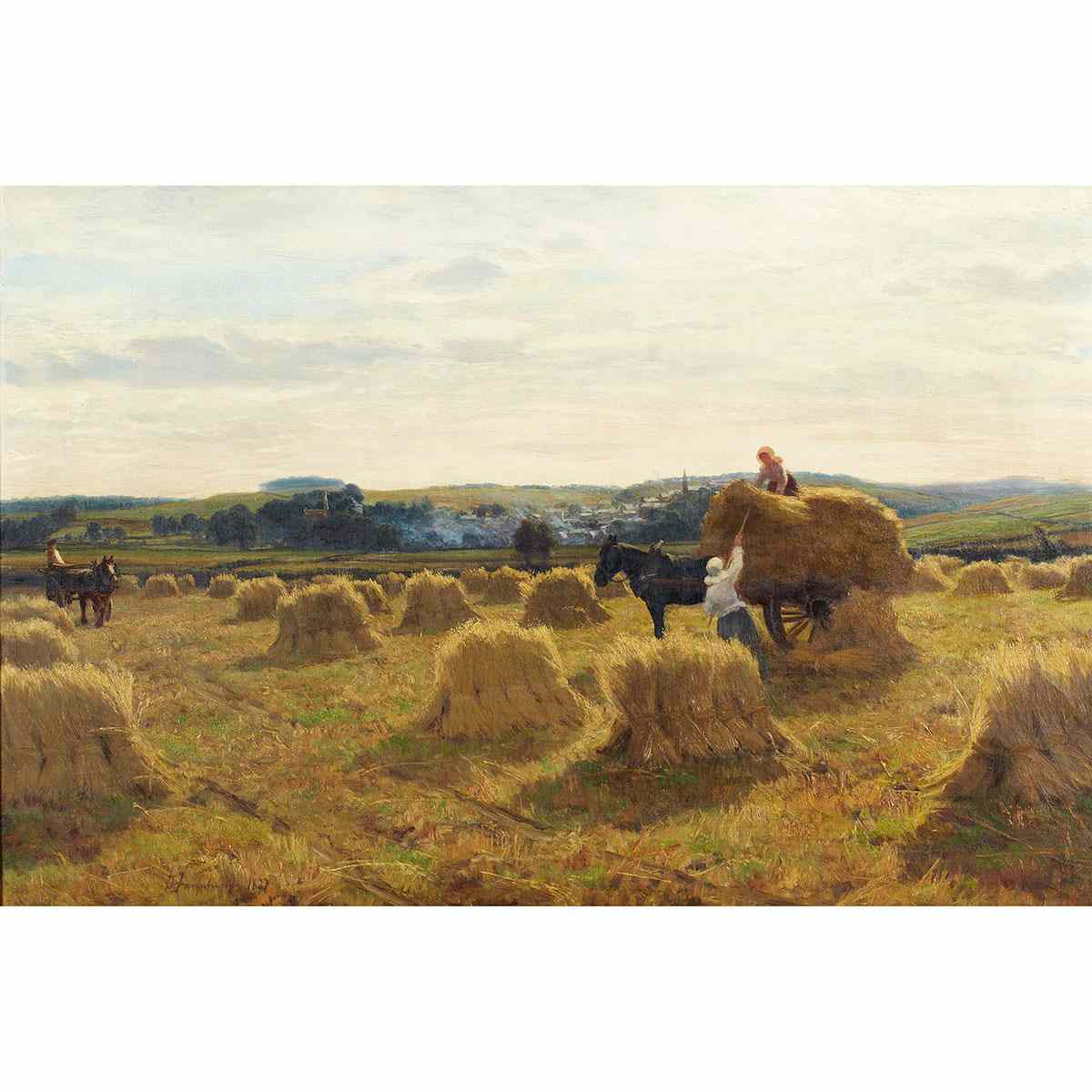 Appraisal: David Farquharson - Scottish A HARVEST DAY IN GALLOWAY Oil