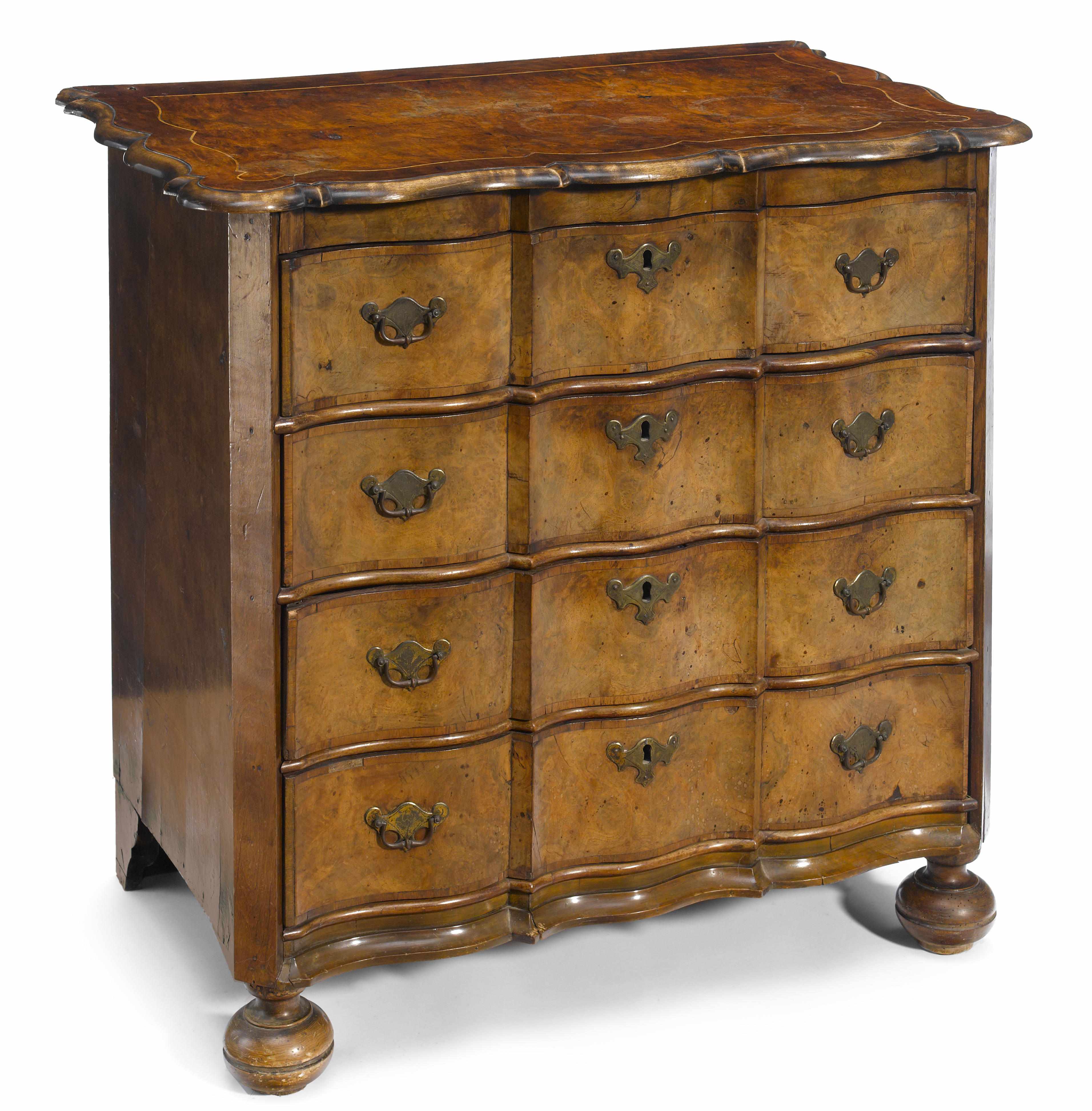 Appraisal: Property of various owners A Dutch Baroque inlaid walnut chest