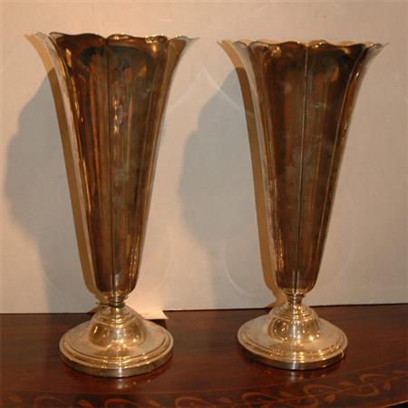 Appraisal: Pair of Watson Co Sterling Silver Fluted Vases Estimate -