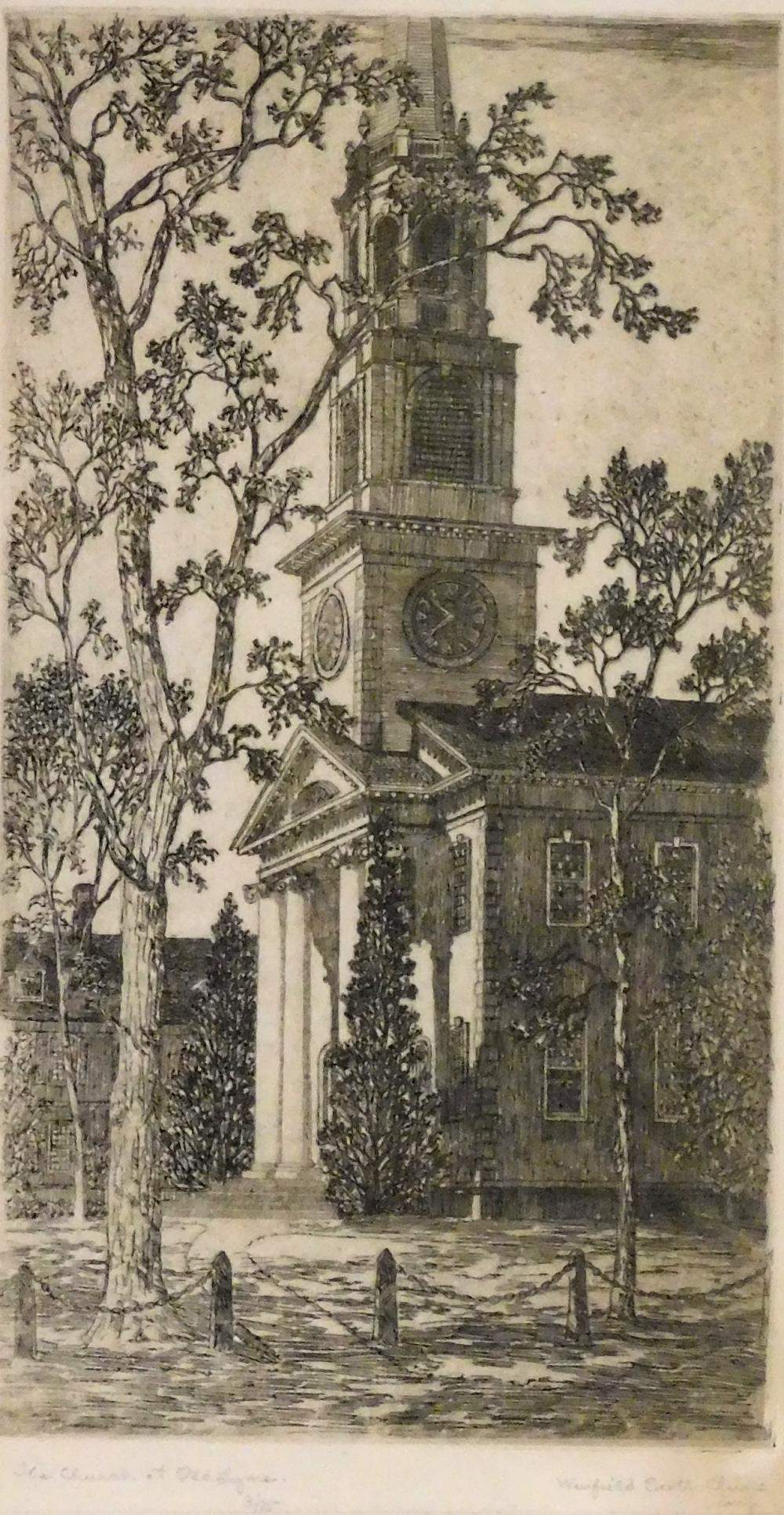 Appraisal: The Church at Old Lyme etching of First Congregational Church