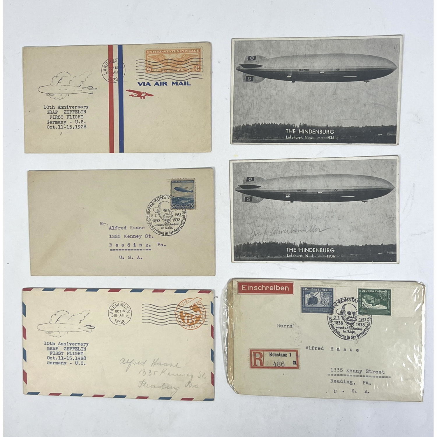 Appraisal: Blimp Ephemera Lot and Covers th anniversary First Flight Graf