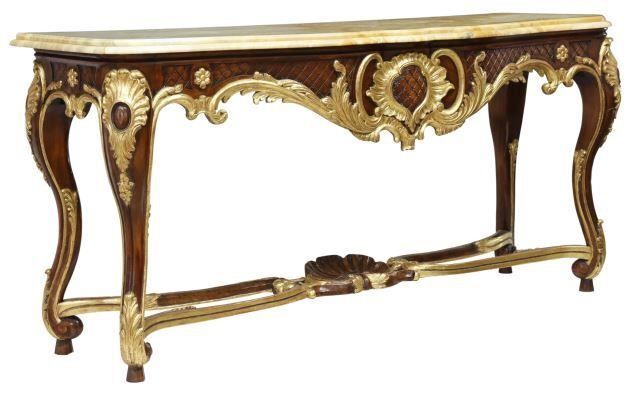 Appraisal: Louis XV style console table th c shaped stone top