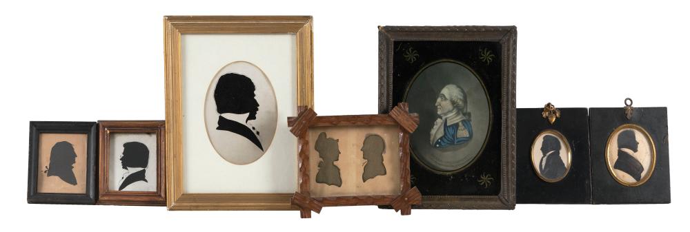 Appraisal: SIX SILHOUETTES AND A PRINT OF GEORGE WASHINGTON TH AND